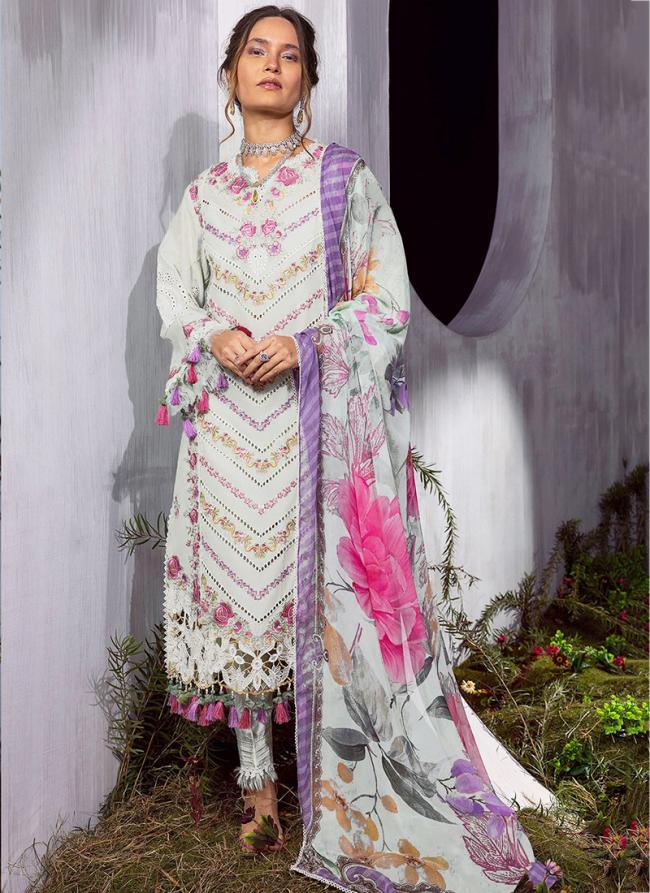 Heavy Cotton White Traditional Wear Printed Pakistani Suit